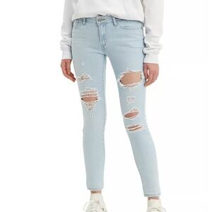 Levi's Light Blue Ripped 711 Inch Skinny Jeans
